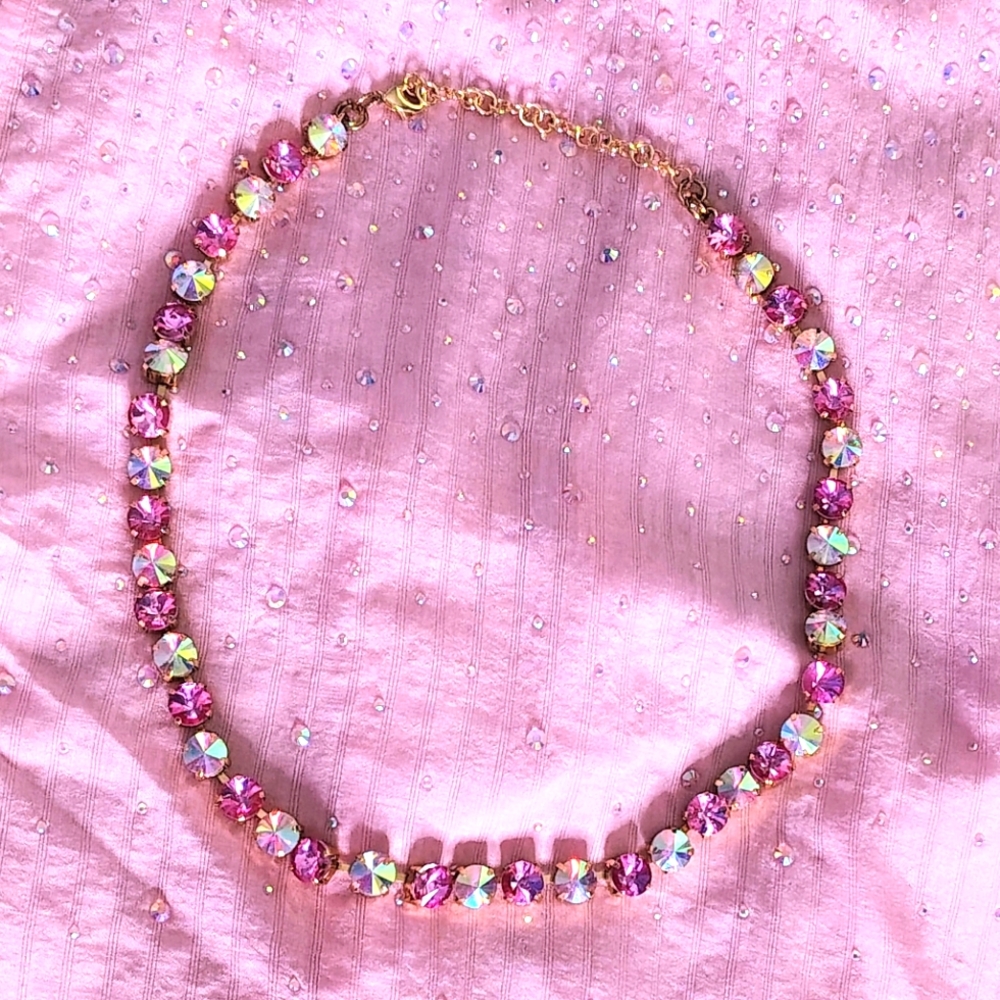 Pink Crystal & Gold Necklace - Picture 2 of 3